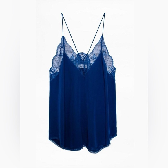 Zadig & Voltaire Christy Lace Trim Camisole Blue - Picture 3 of 9